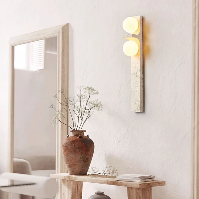 Arteglow | Art Deco -seinälamppu luonnonkivellä ja huurretulla lasilla